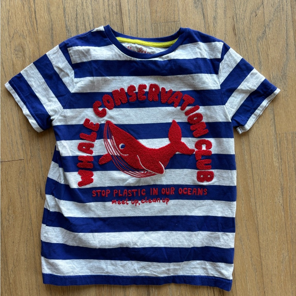 Mini Boden Conservation Tee with Red Whale